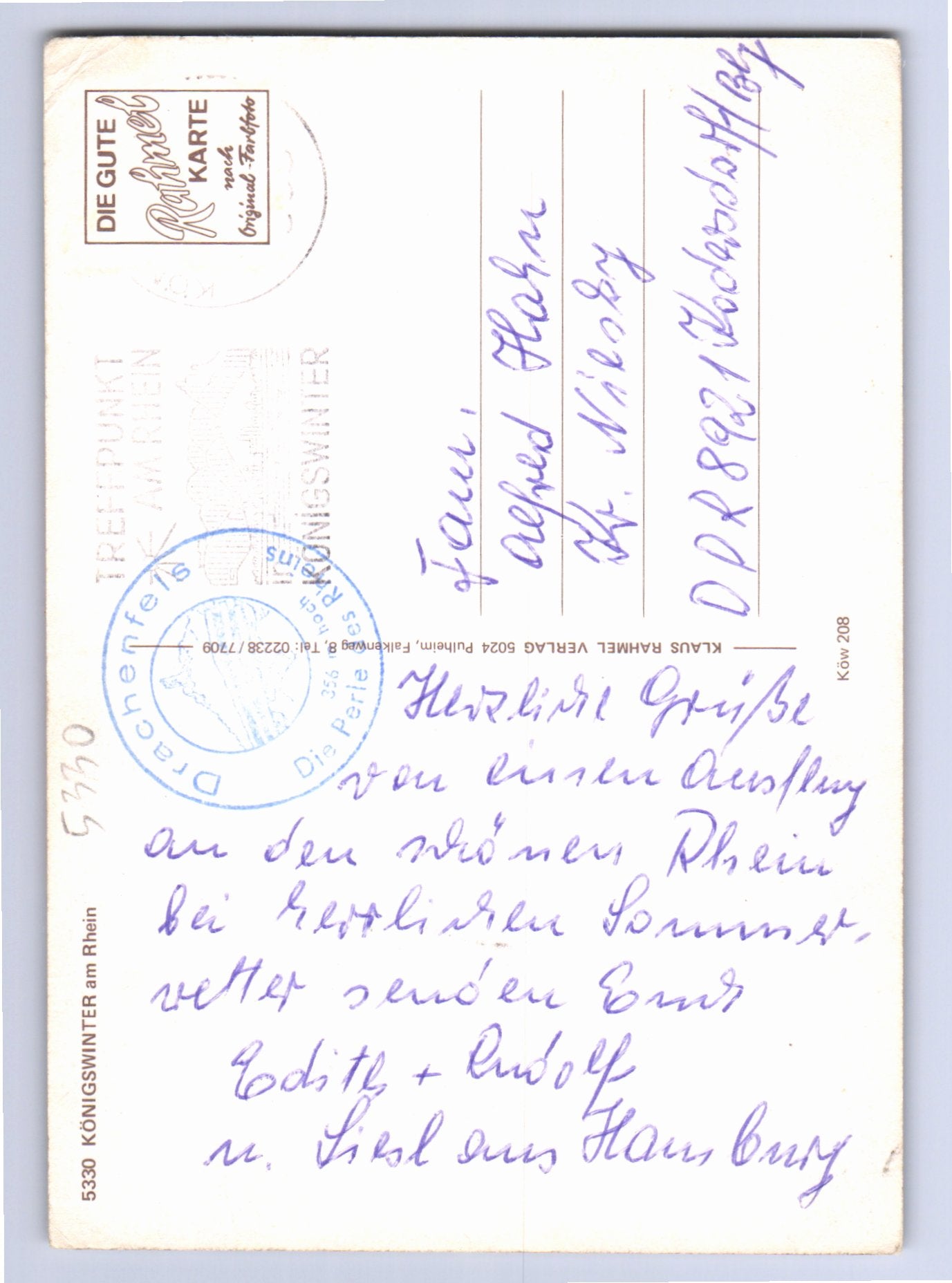 Ansichtskarte Königswinter am Rhein und Drachenfels