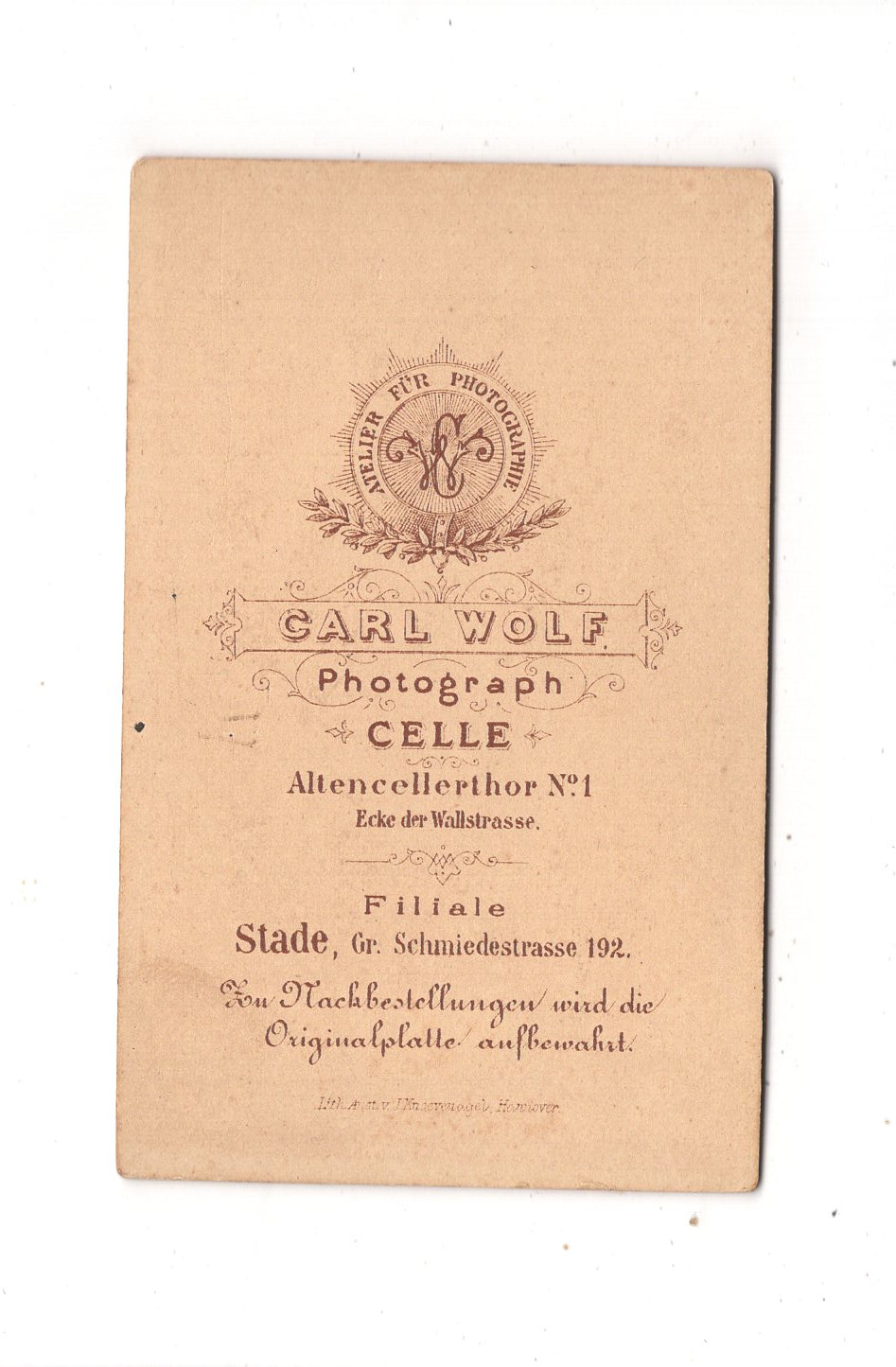 Fotografie Damenportrait - Celle / Stade 1880er / CDV N1-11