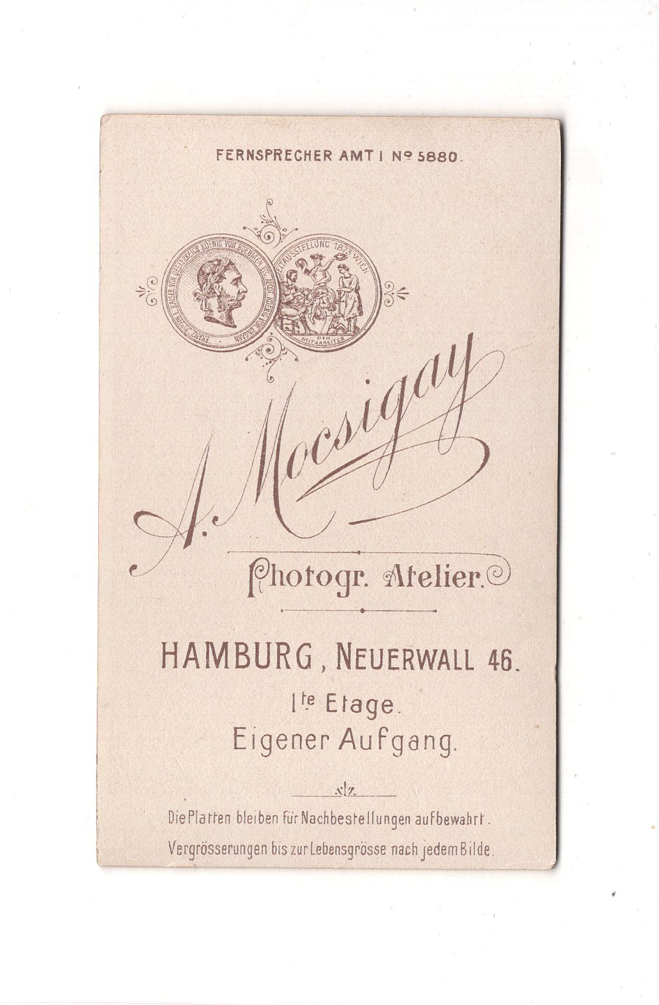 Fotografie Damenportrait / benannt - Hamburg um 1900 / CDV C1-01