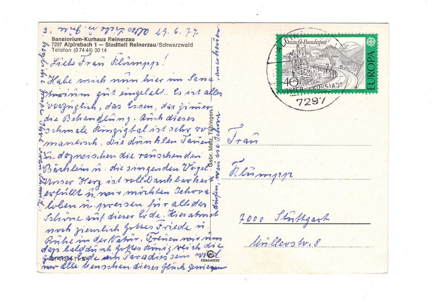 Ansichtskarte Sanatorium-Kurhaus Reinerzau / Alpirsbach / Schwarzwald / H1-53