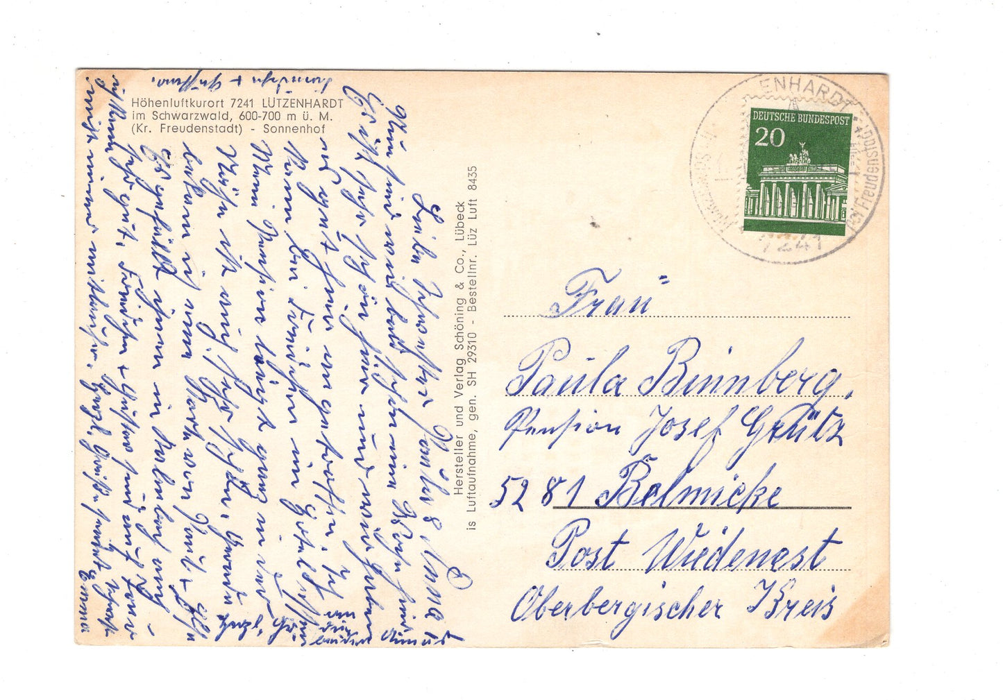 Ansichtskarte Lützenhardt im Schwarzwald / Sonnenhof / H1-53