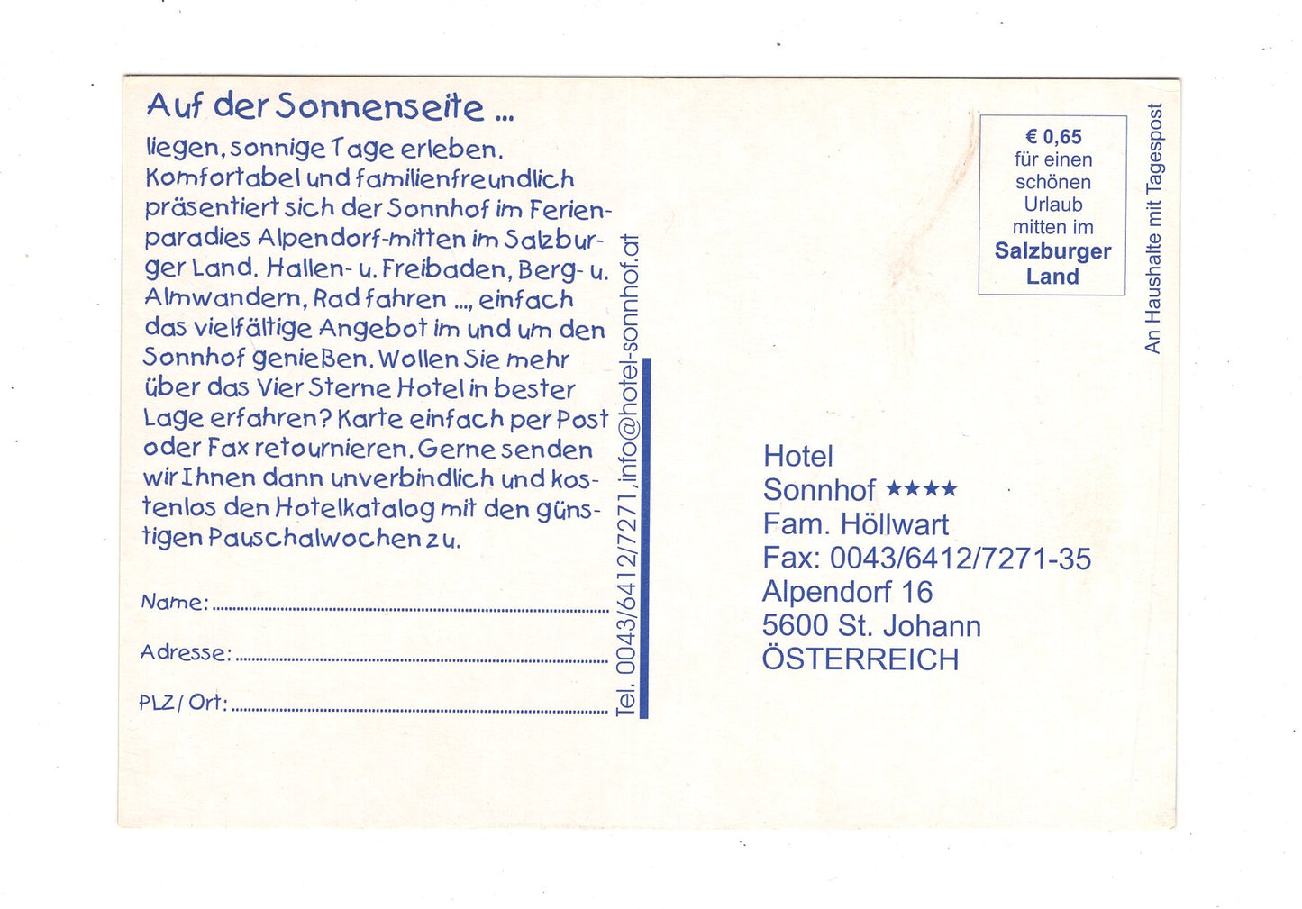 Ansichtskarte Hotel Sonnhof / St. Johann / Österreich