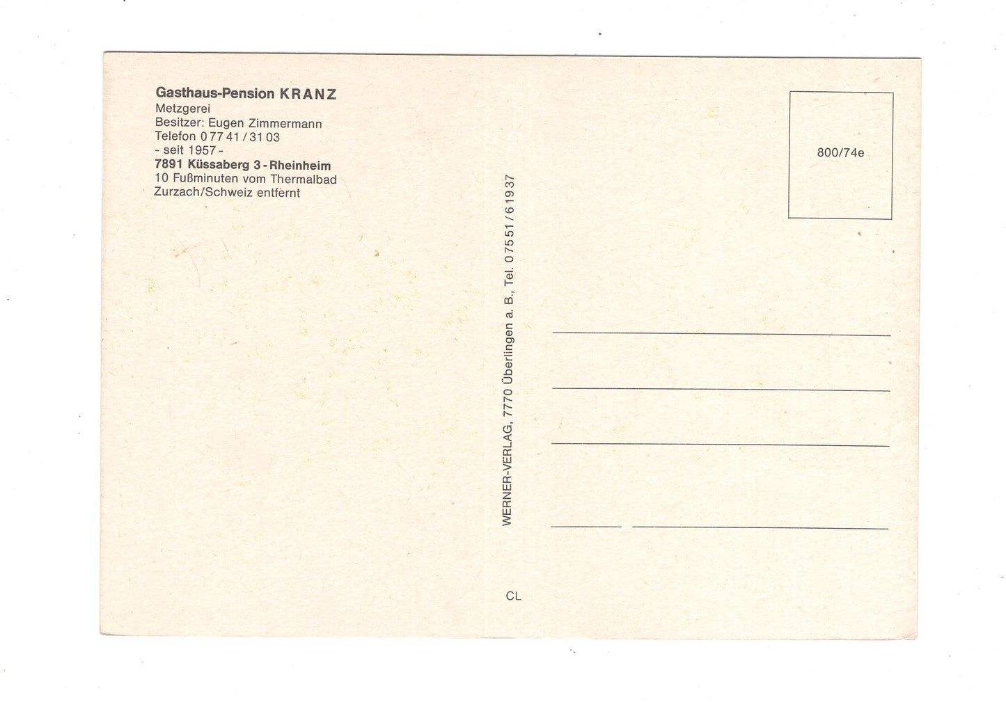 Ansichtskarte Gasthaus-Pension Kranz / Küssaberg 3 - Rheinheim