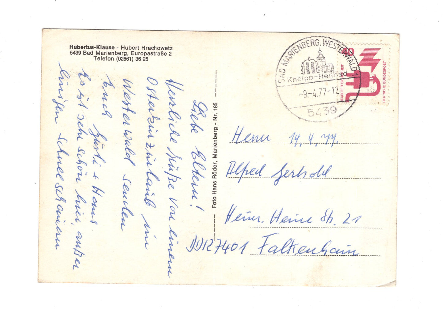 Ansichtskarte Bad Marienberg / Westerwald / Hubertus-Klause