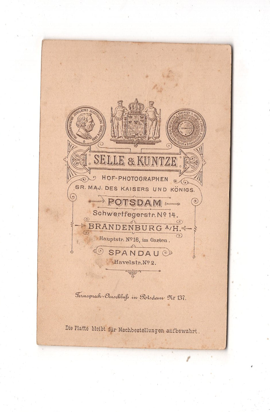 Fotografie Schönes Kinderbild / Baby - Potsdam 1880er / CDV N1-07