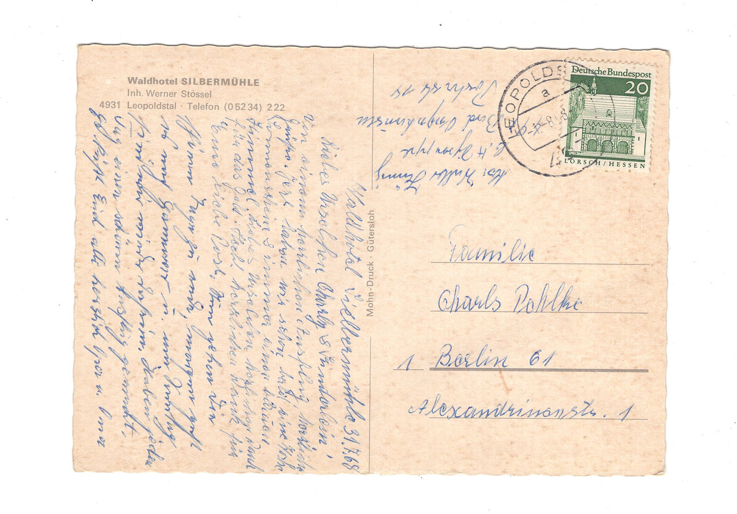 Ansichtskarte Waldhotel Silbermühle / Leopoldstal