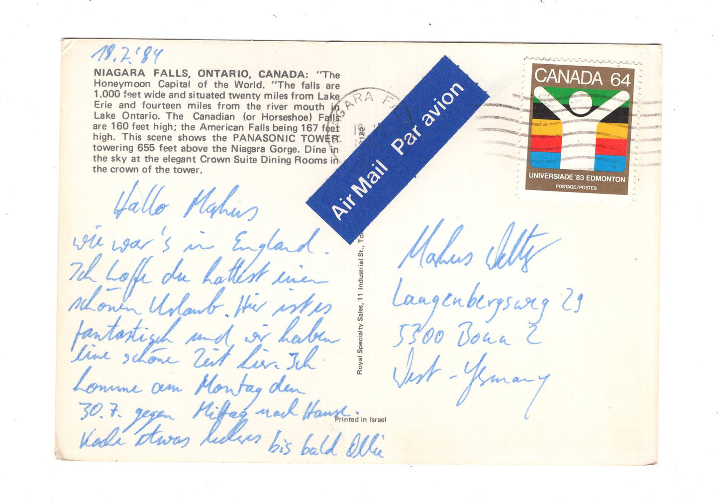 Ansichtskarte Niagara Falls / Ontario / Kanada