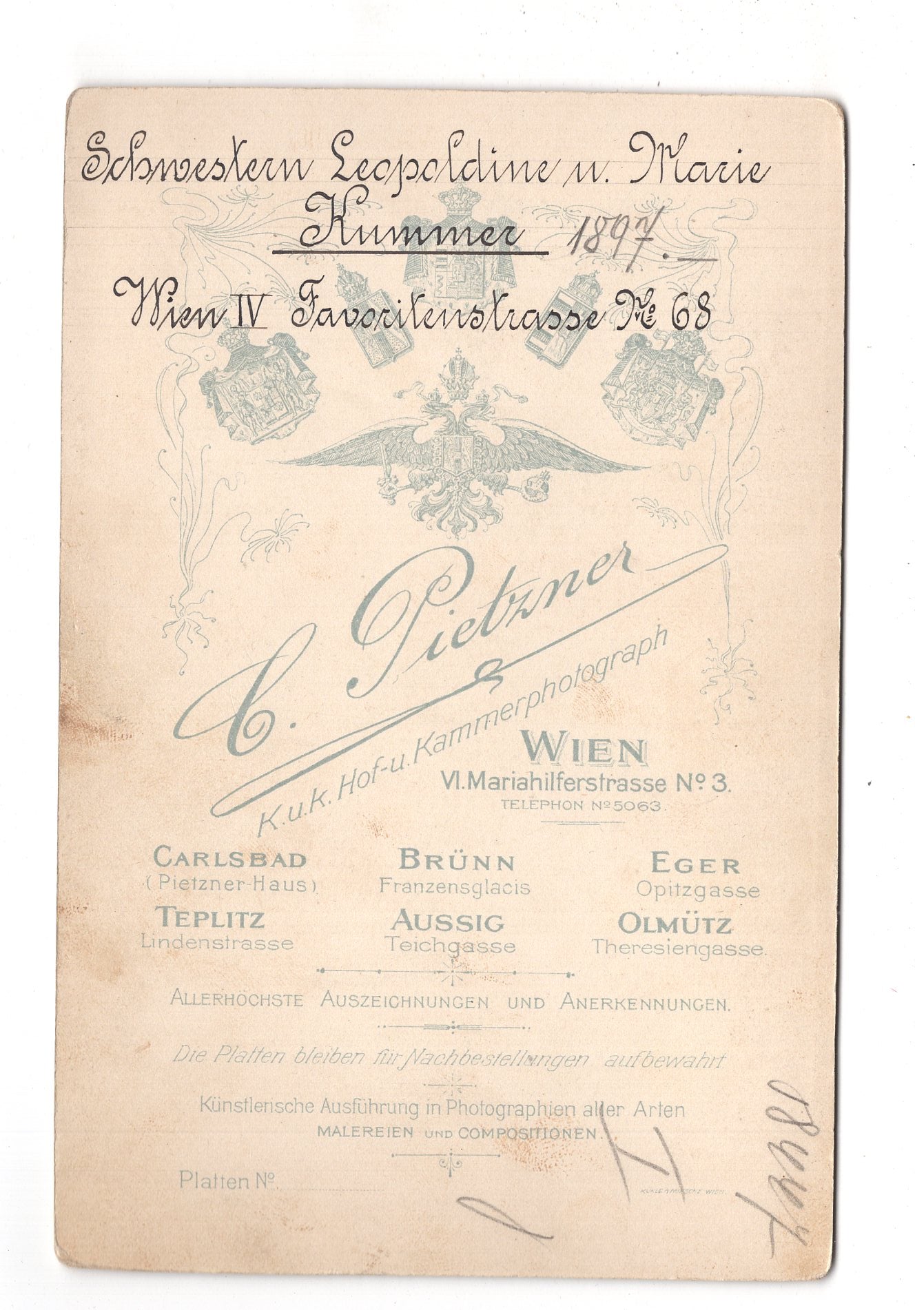 Fotografie Feine Damen / benannt - Wien 1897 / CAB W-19