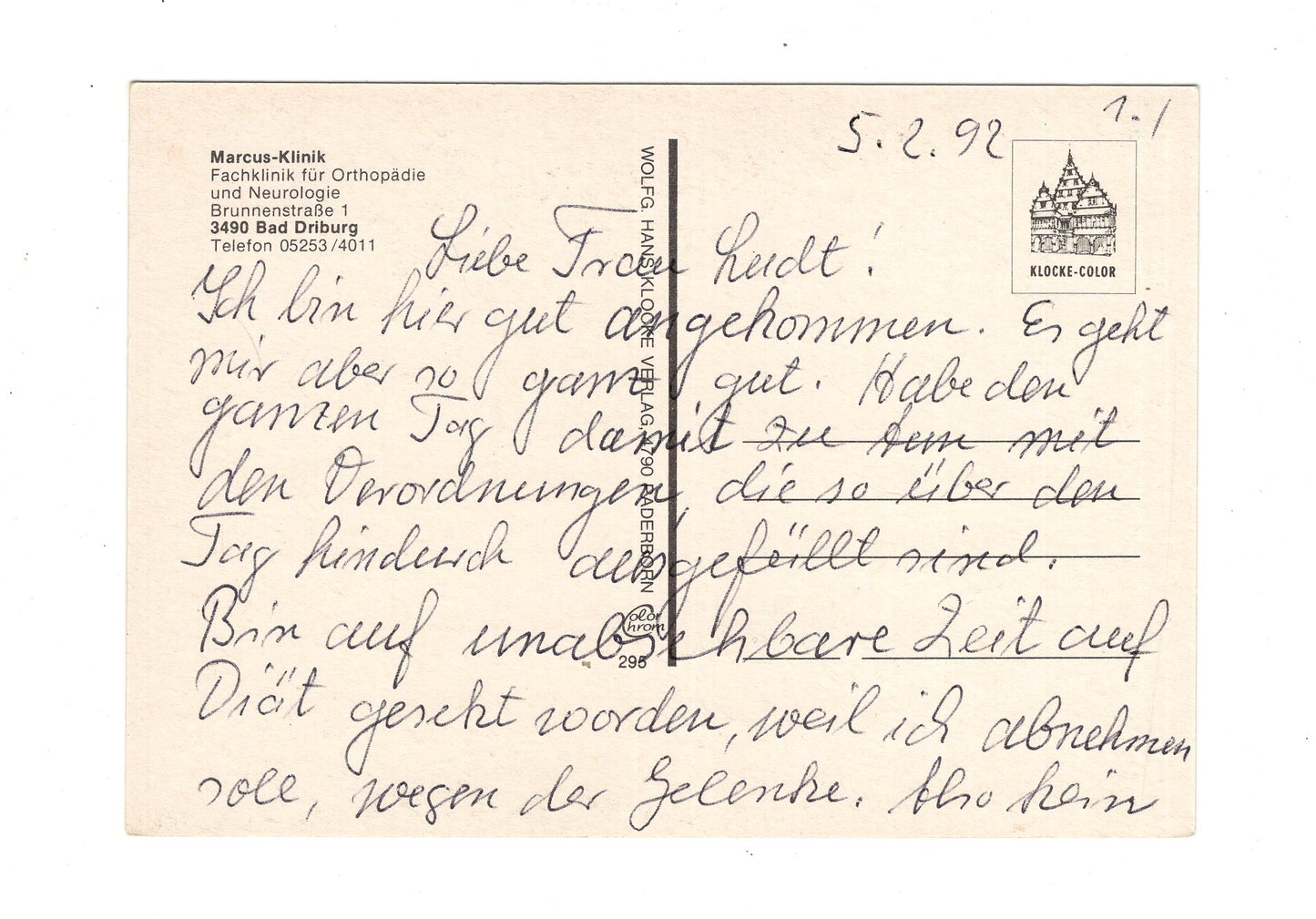 Ansichtskarte Bad Driburg / Marcus-Klinik