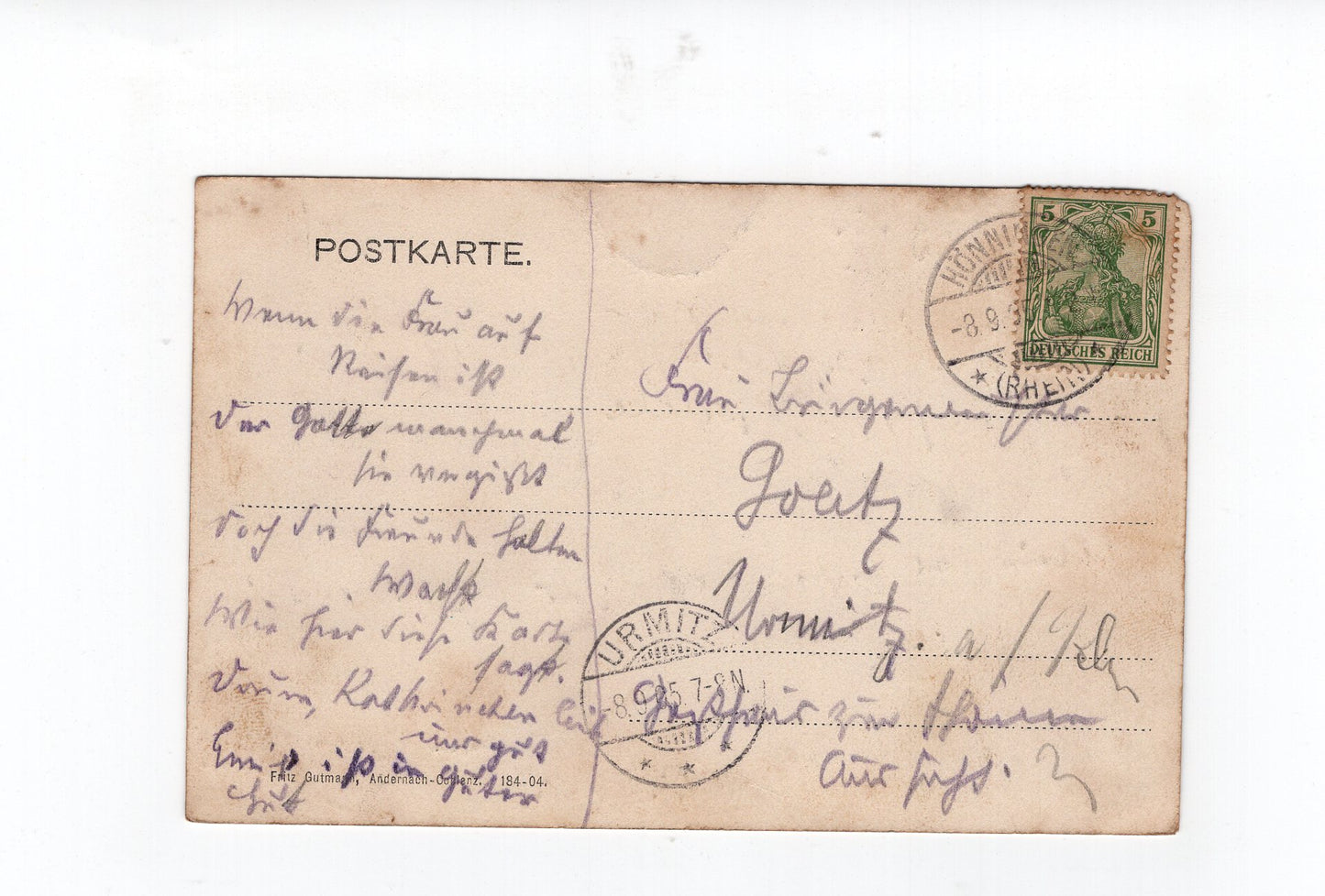 Ansichtskarte Hönningen am Rhein - 1905