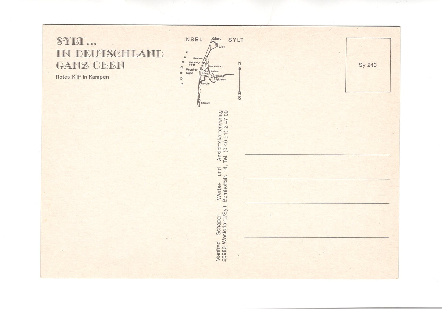 Ansichtskarte Insel Sylt / Rotes Kliff in Kampen