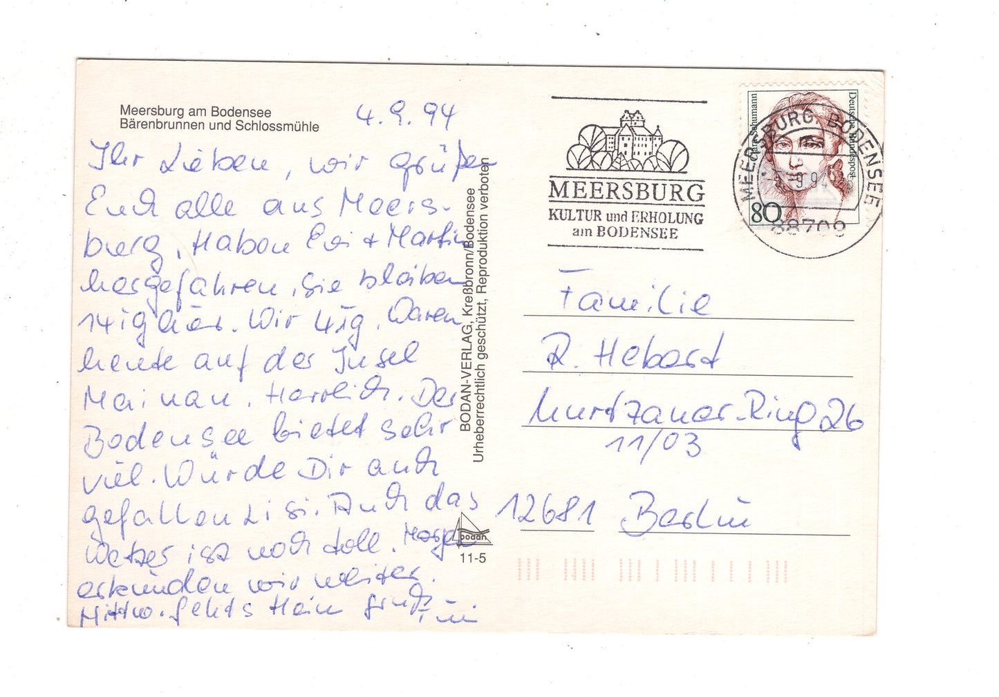 Ansichtskarte Meersburg am Bodensee / Bärenbrunnen und Schlossmühle / J1-64