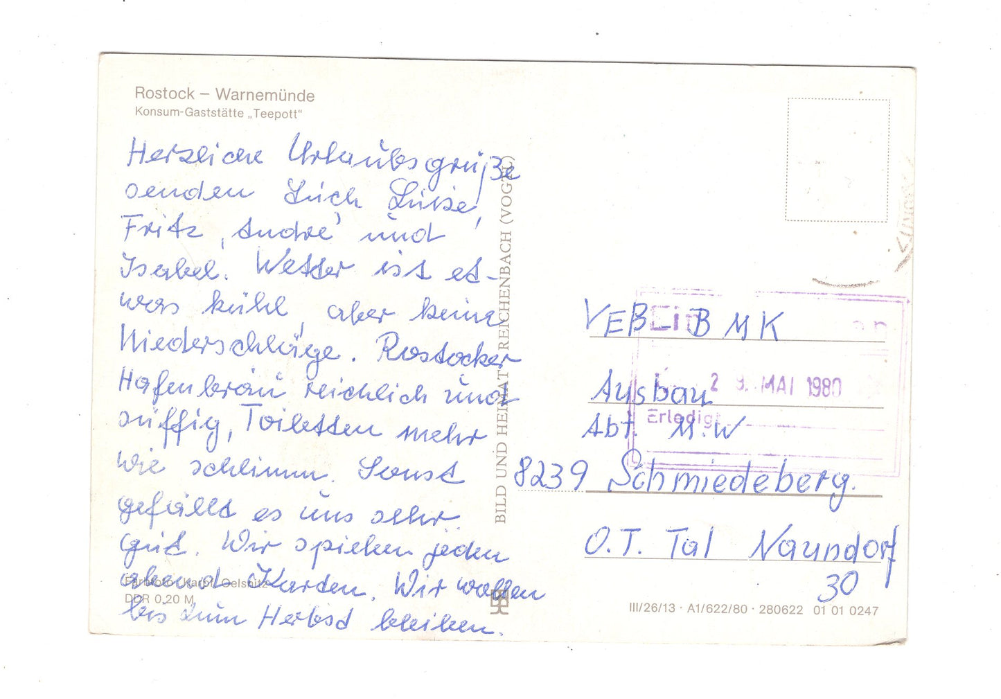 Ansichtskarte Rostock-Warnemünde / Konsum-Gaststätte Teepott