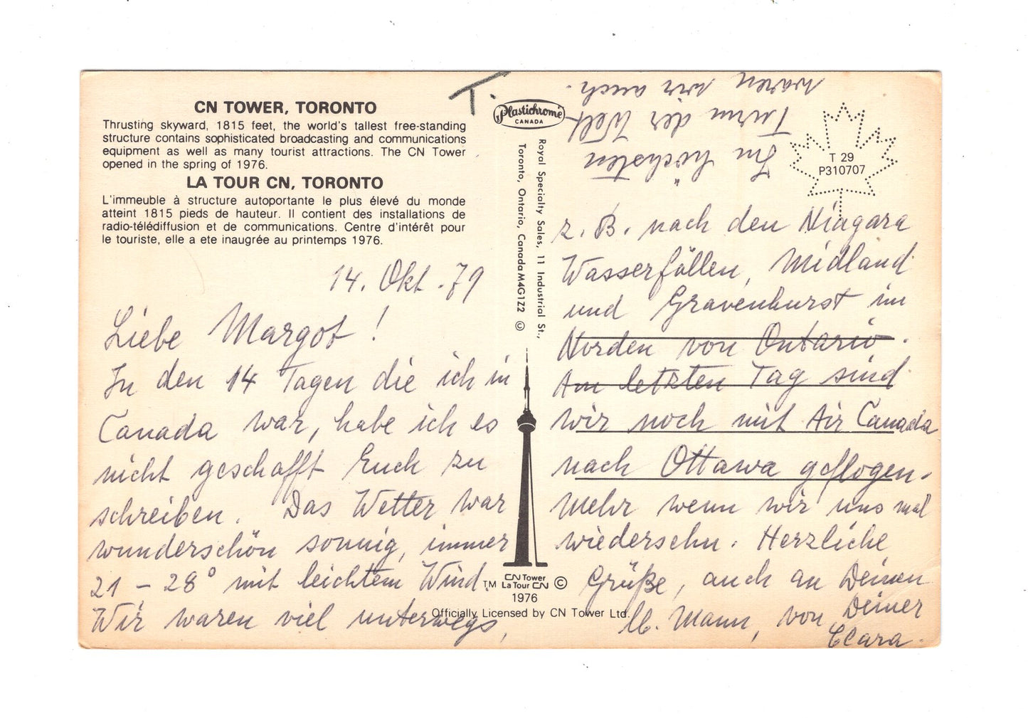 Ansichtskarte Toronto / CN Tower and skyline / Ontario / Kanada