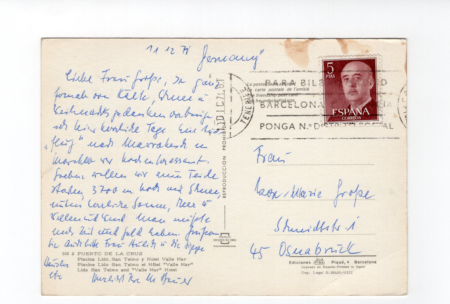 Ansichtskarte Puerto de la Cruz / Teneriffa / Spanien