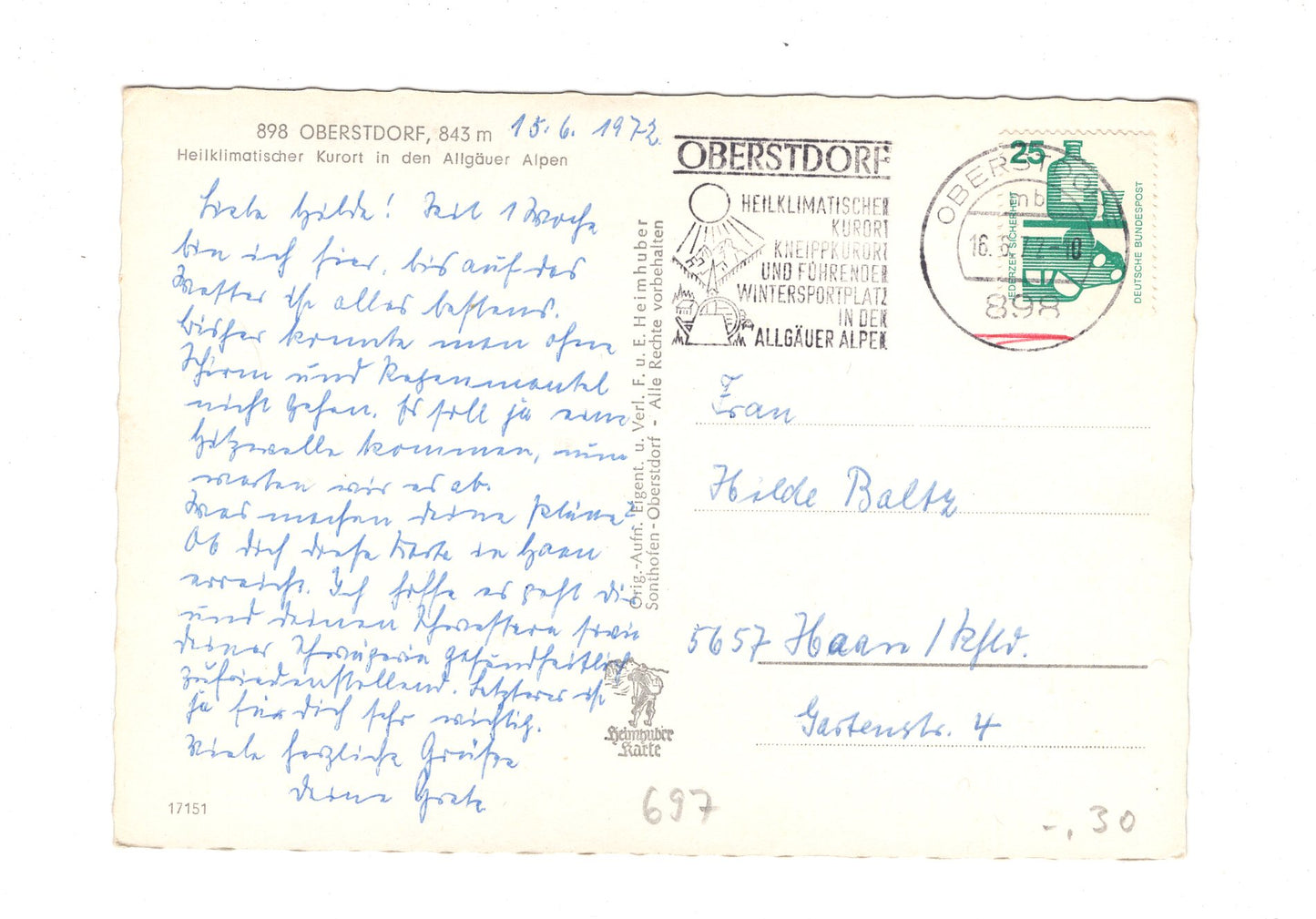 Ansichtskarte Oberstdorf in den Allgäuer Alpen / H1-54