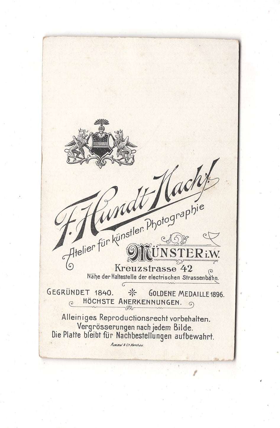 Fotografie Soldat - Münster in Westfalen um 1900 / CDV M1-05