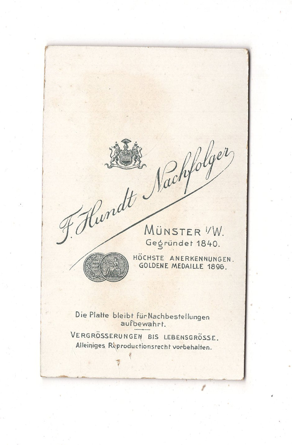 Fotografie Soldat - Münster in Westfalen um 1900 / CDV M1-05