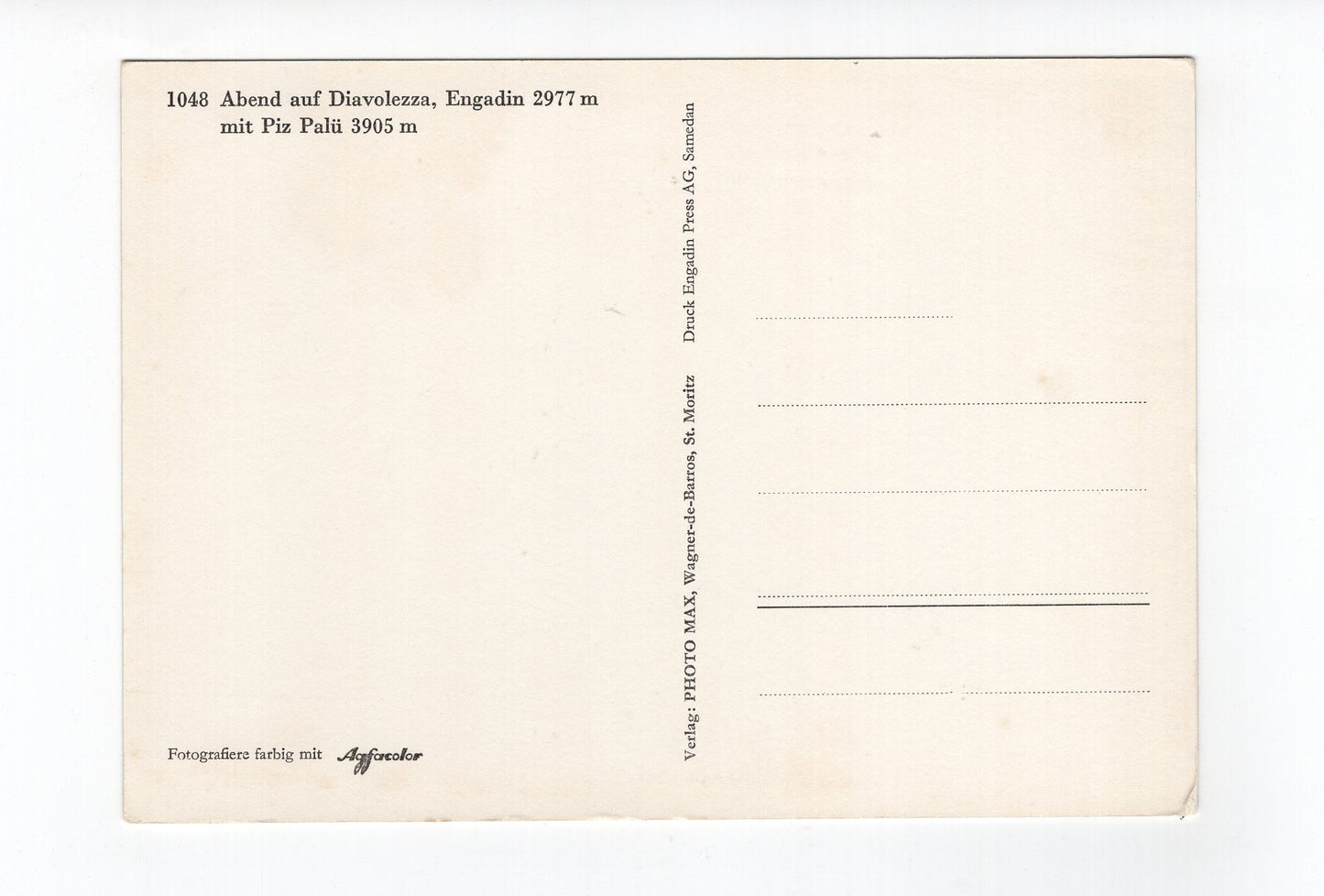 Ansichtskarte Abend auf Diavolezza / Engadin / Schweiz