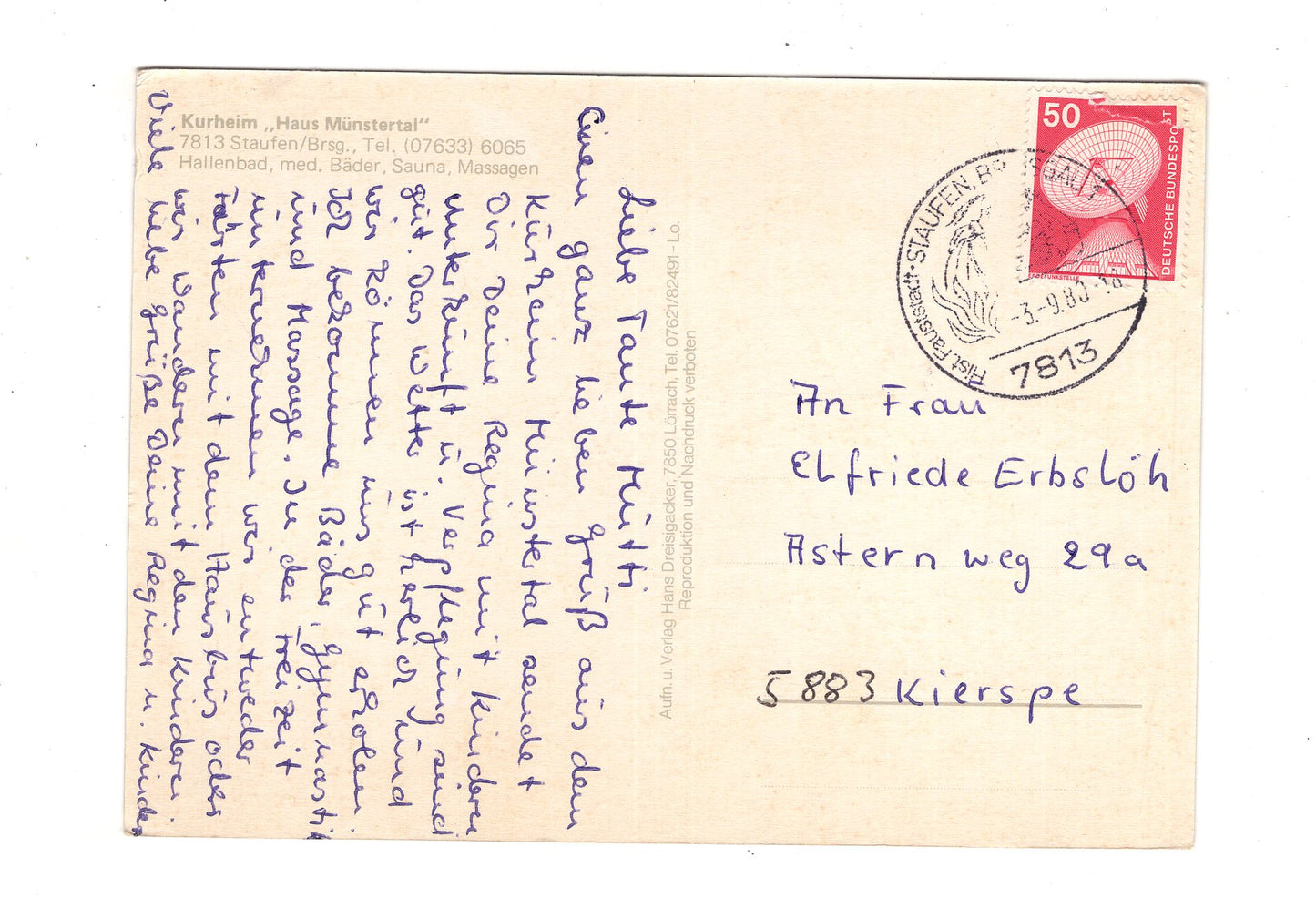 Ansichtskarte Staufen / Breisgau / Kurheim Haus Münstertal