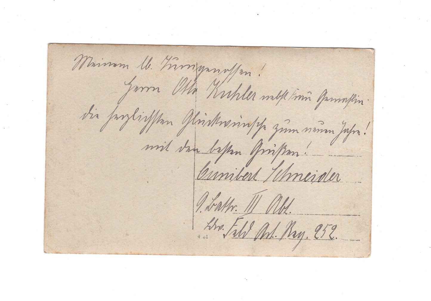 Ansichtskarte / Foto Soldat im Winter - Feld Art. Rgt. 252 - 1918