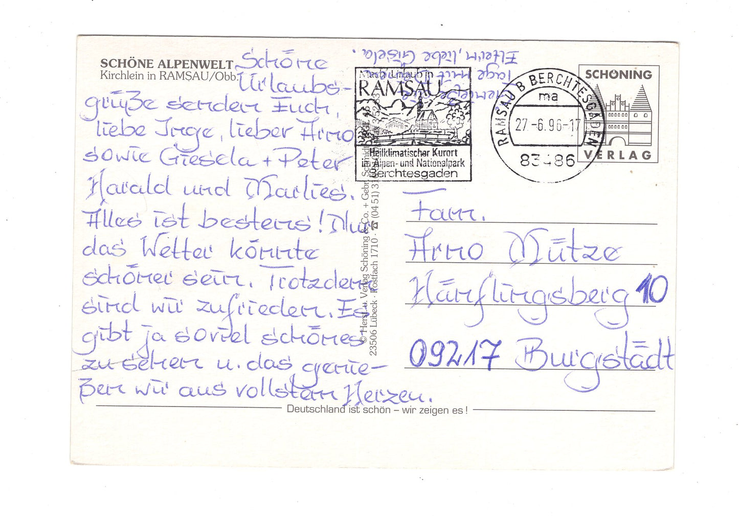 Ansichtskarte Kirchlein in Ramsau / Oberbayern