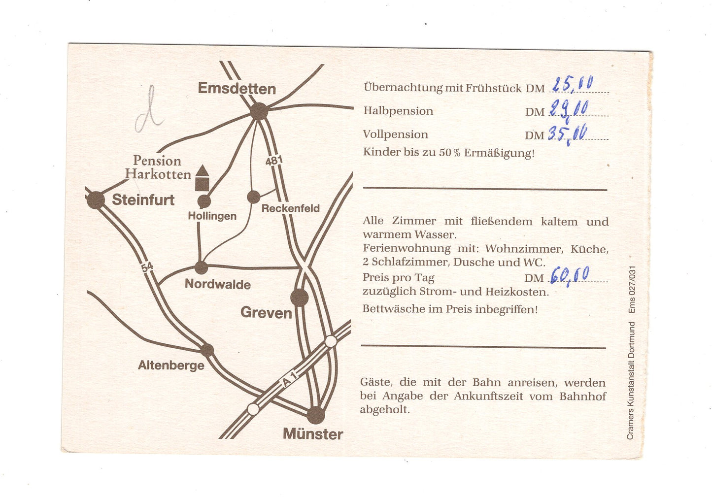 Ansichtskarte Pension Harkotten / Emsdetten