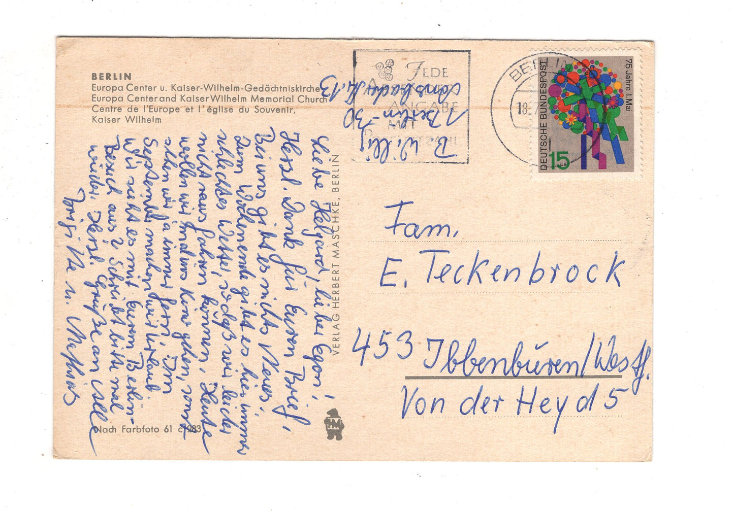 Ansichtskarte Berlin / Europa Center und Kaiser-Wilhelm-Gedächtniskirche / I1-67