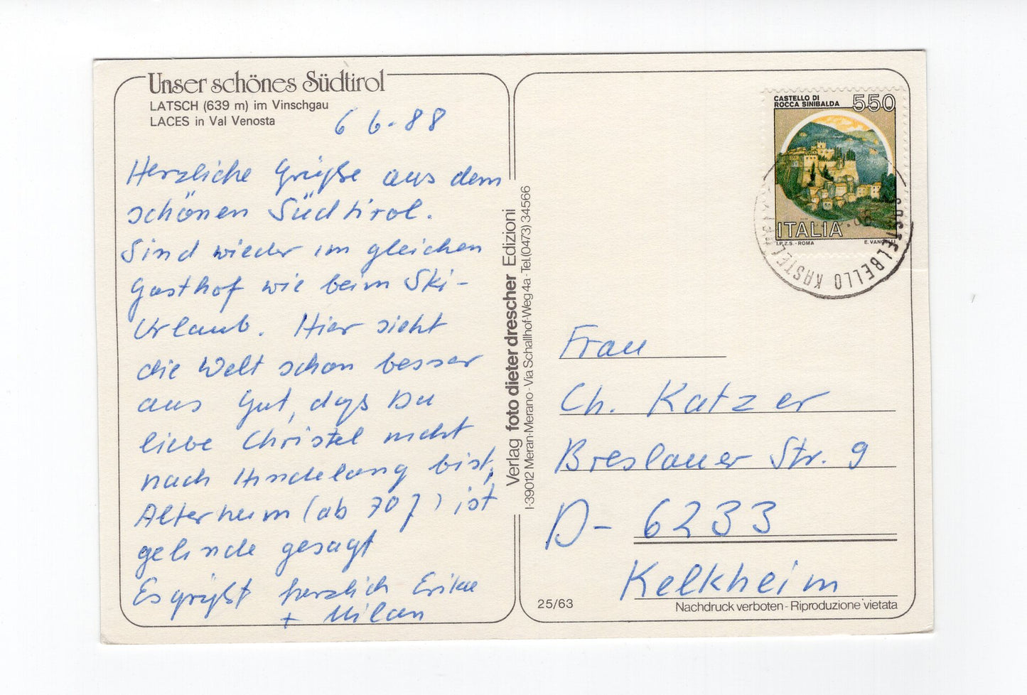 Ansichtskarte Latsch im Vinschgau / Südtirol / Italien