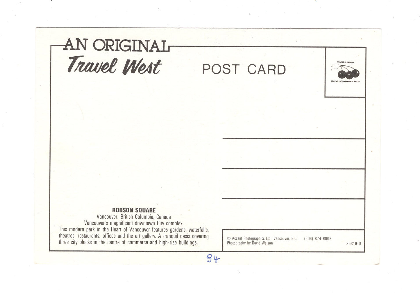 Ansichtskarte Robson Square / Vancouver / British Columbia / Kanada