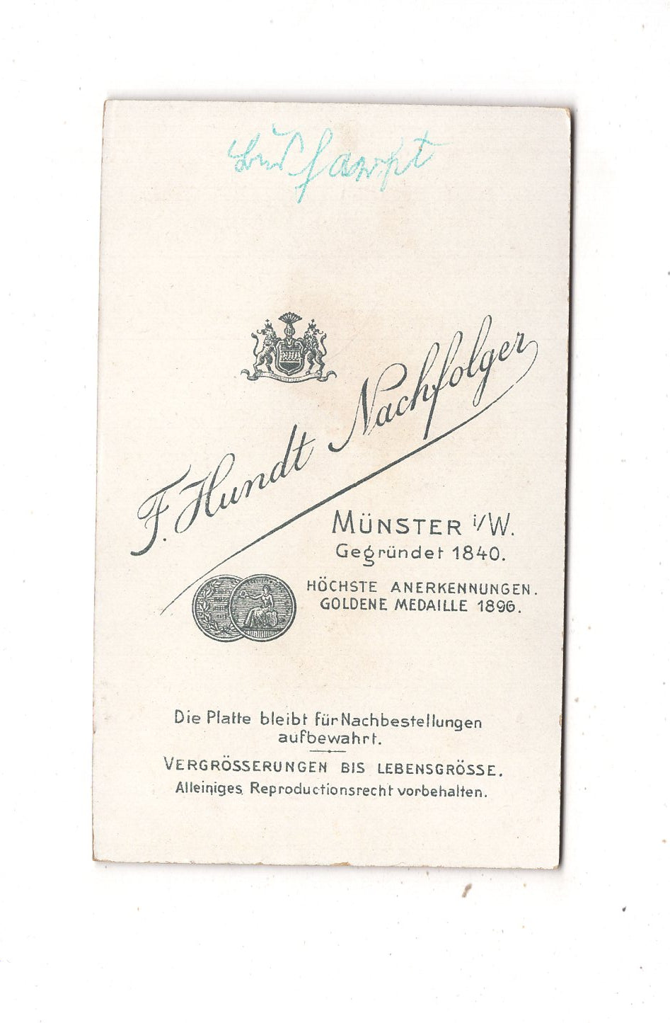 Fotografie Soldat - Münster in Westfalen um 1900 / CDV M1-05