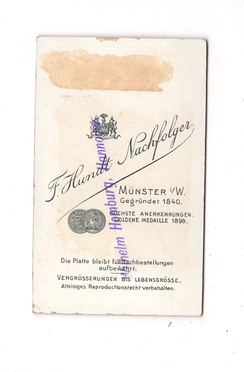 Fotografie Soldat - Münster in Westfalen um 1900 / CDV M1-05