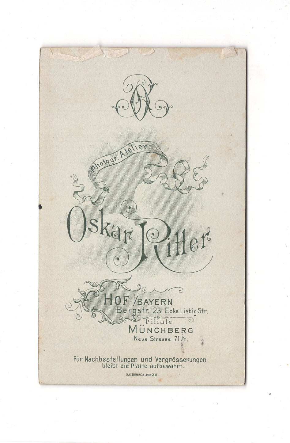 Fotografie Damenportrait - Hof & Münchberg 1890er / CDV C1-02
