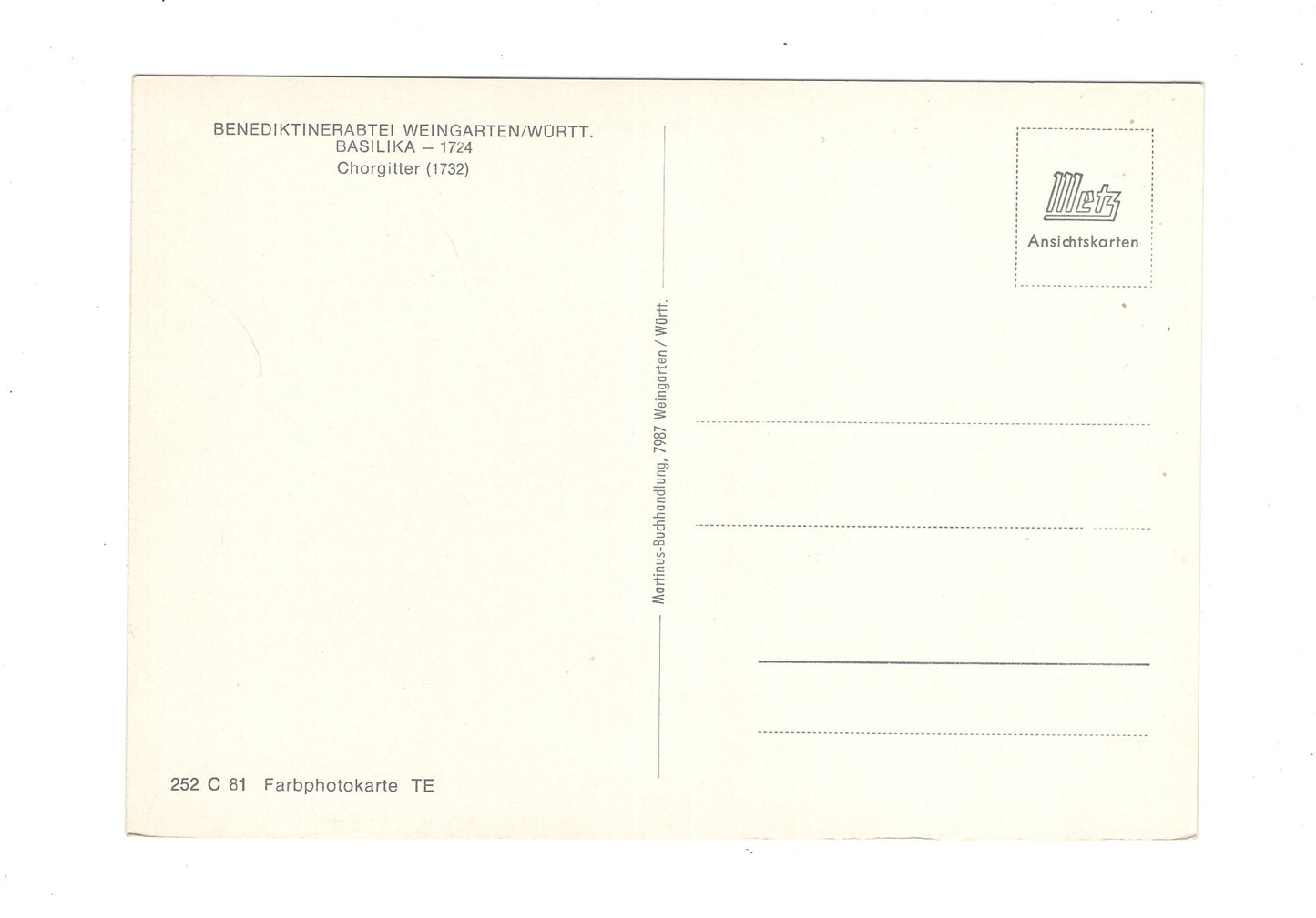 Ansichtskarte Benediktinerabtei Weingarten / Württemberg / Basilika