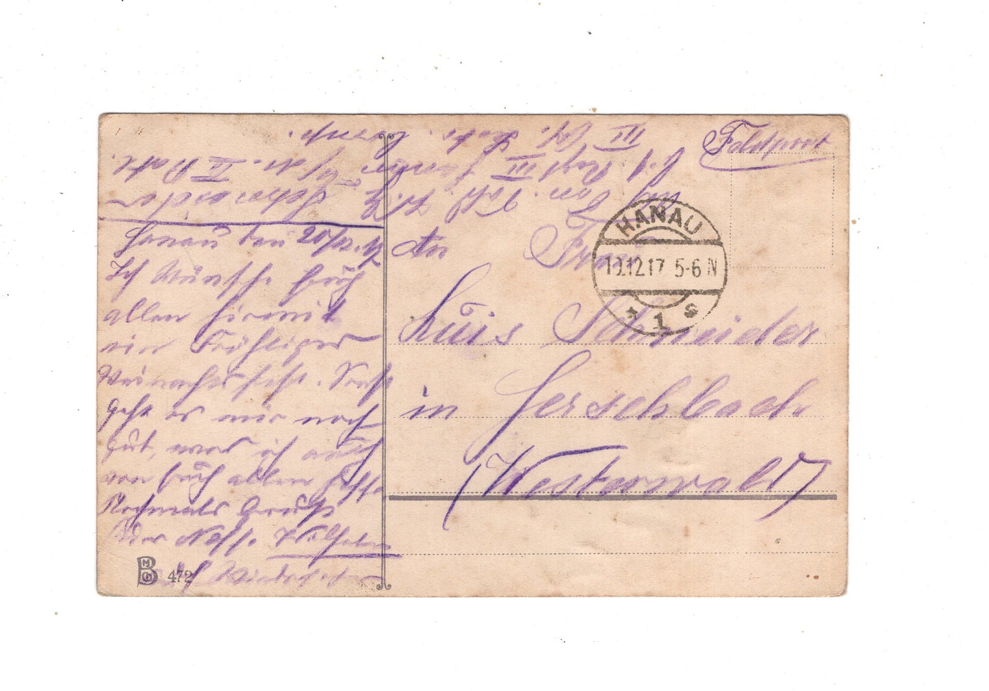 Ansichtskarte Feldpost - Hanau 1917 / K1-60