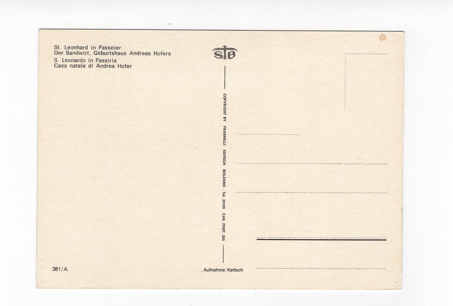 Ansichtskarte St. Leonhard in Passeier / Sandwirt / Geburtshaus Andreas Hofer / Südtirol / Italien