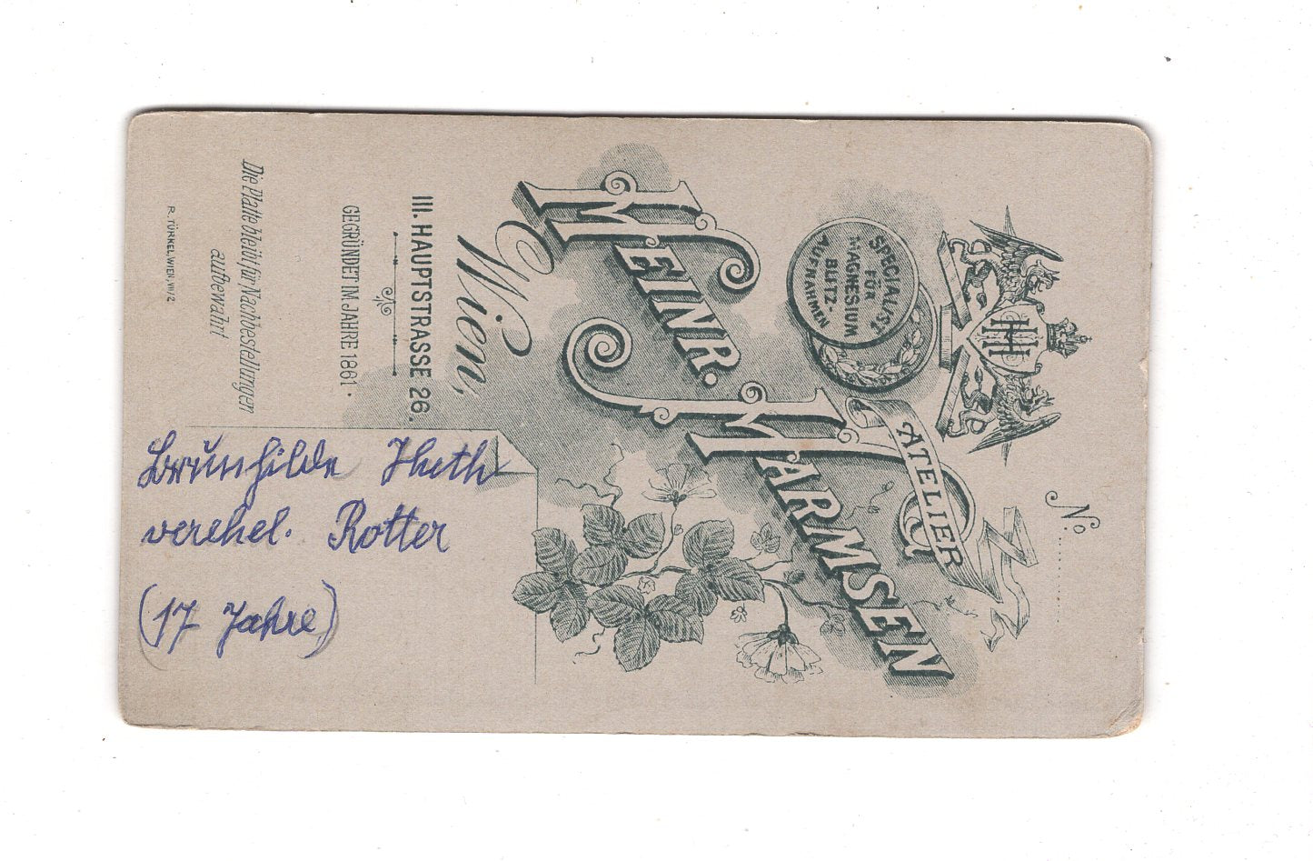 Fotografie Feines junges Mädchen / benannt - Wien 1890er / CDV E1-04