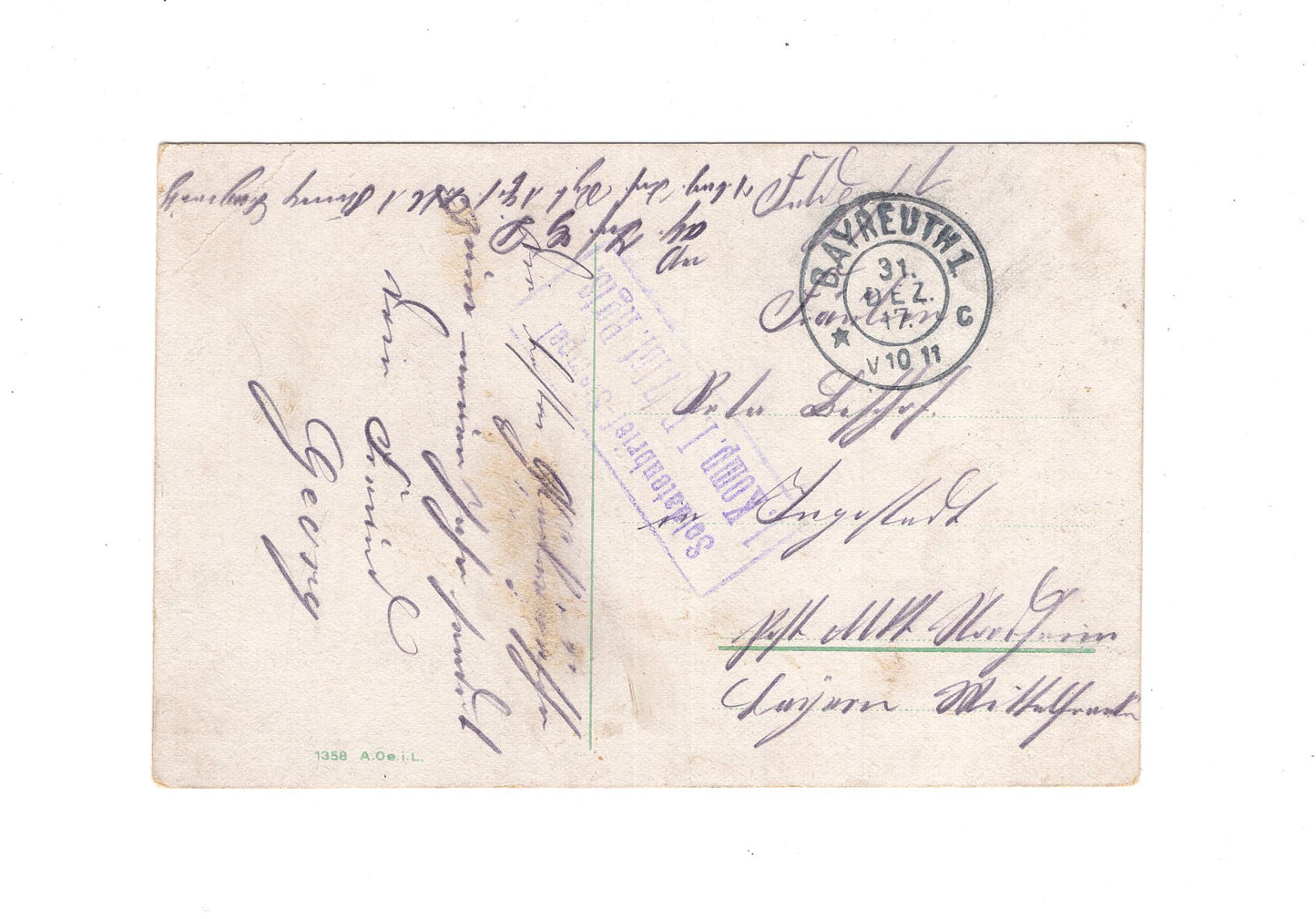 Ansichtskarte / Feldpost - Bayreuth 1917