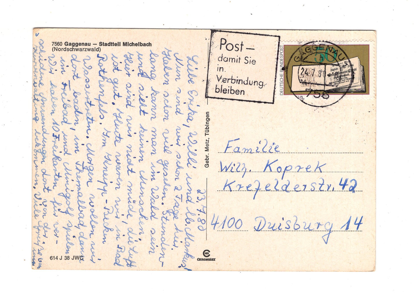 Ansichtskarte Gaggenau / Stadtteil Michelbach / Schwarzwald / K1-57