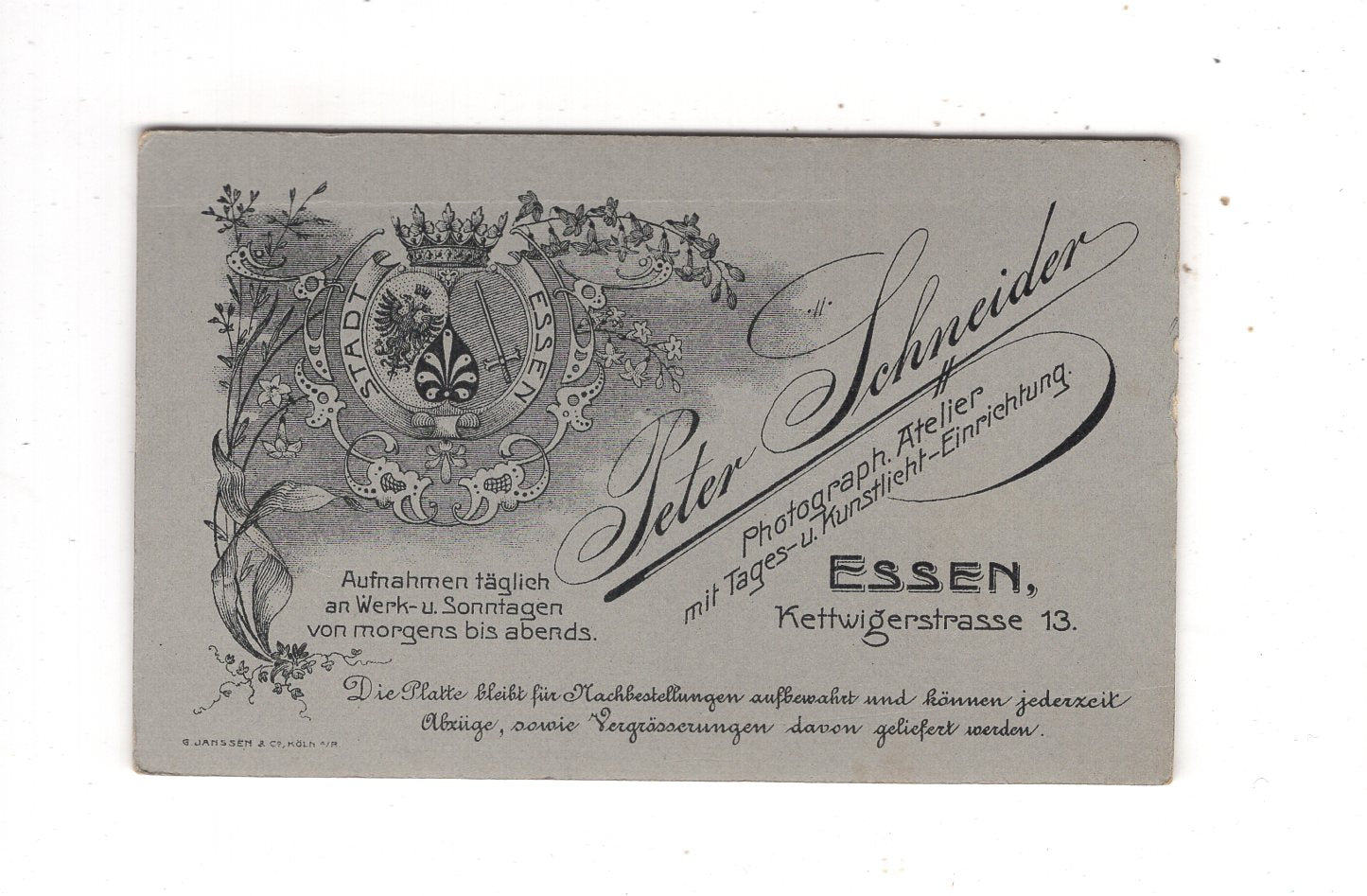 Fotografie Damenportrait - Essen 1900er / CDV N1-12