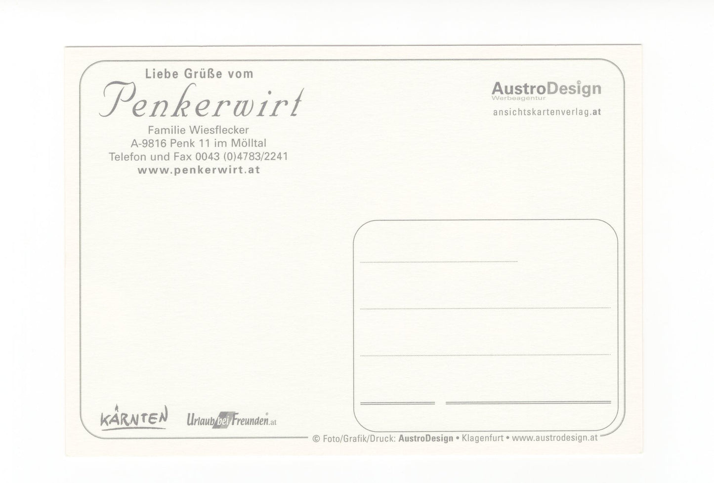 Ansichtskarte Gasthof Penkerwirt / Penk im Mölltal / Kärnten / Österreich