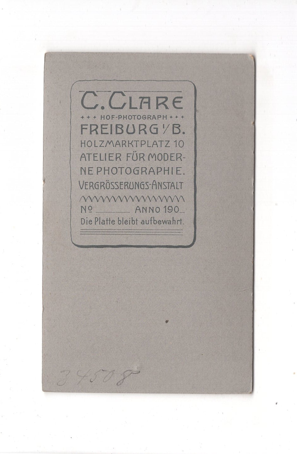 Fotografie Herrenportrait - Freiburg im Breisgau 1900er / CDV C1-20
