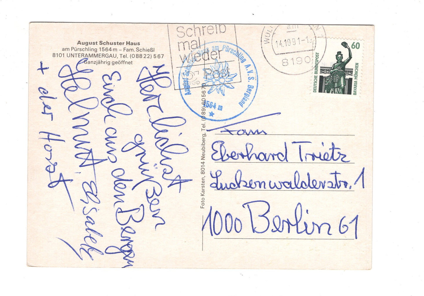 Ansichtskarte August-Schuster-Haus am Pürschling / Unterammergau / I1-51