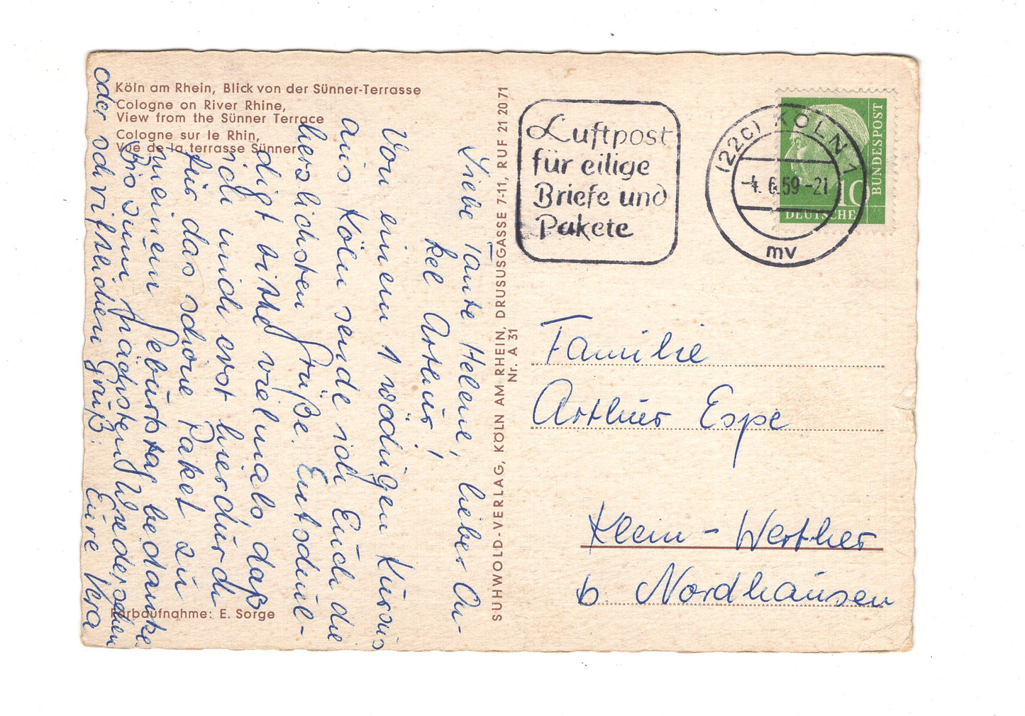 Ansichtskarte Köln am Rhein / Blick von der Sünner Terrasse / G1-58