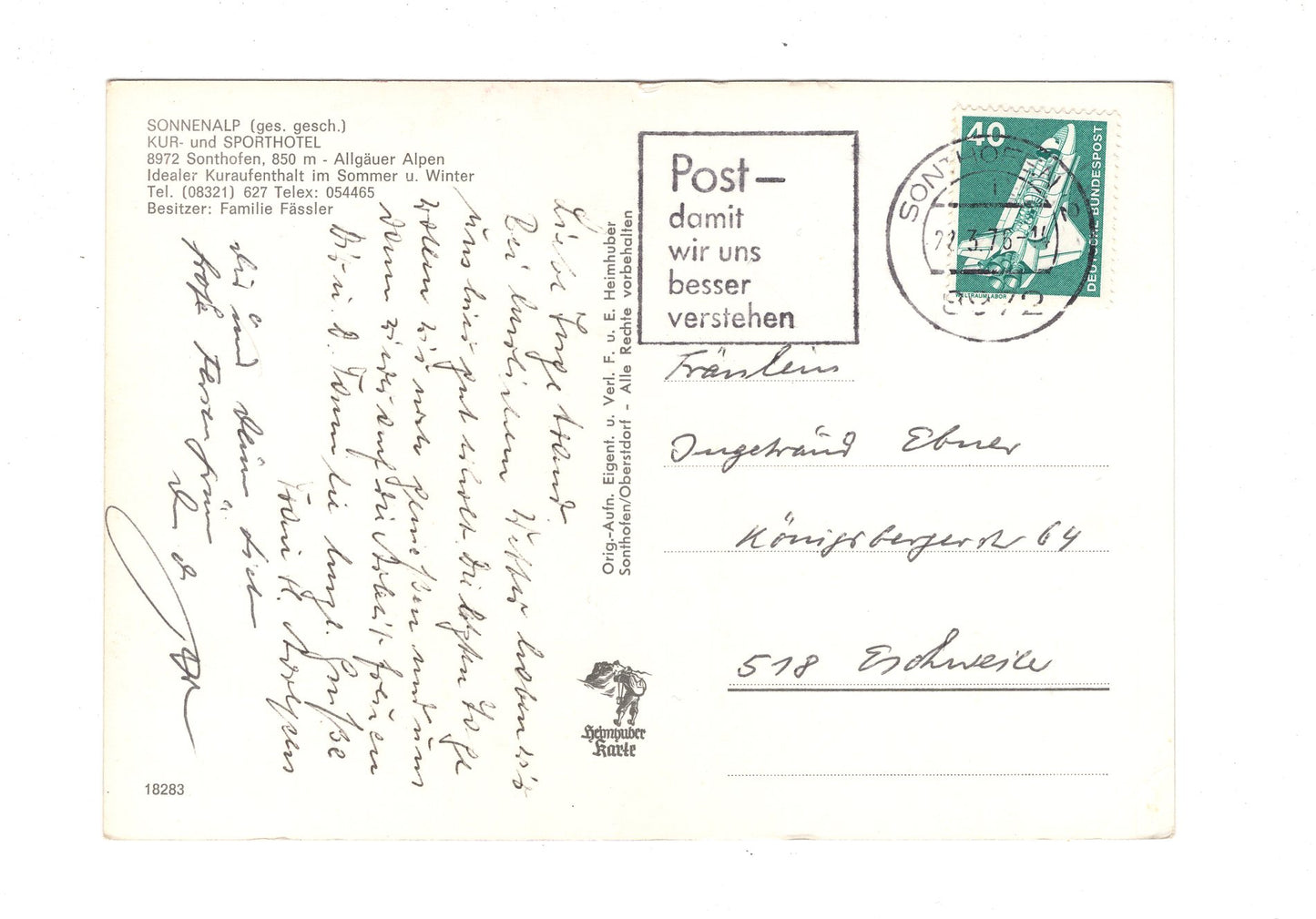 Ansichtskarte Kurhotel Sonnenalp bei Sonthofen im Oberallgäu / H1-54