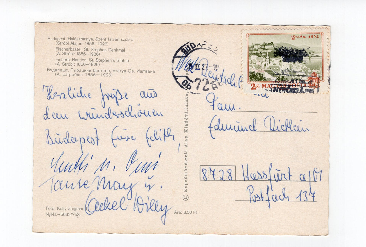 Ansichtskarte Budapest / Fischerbastei / Ungarn