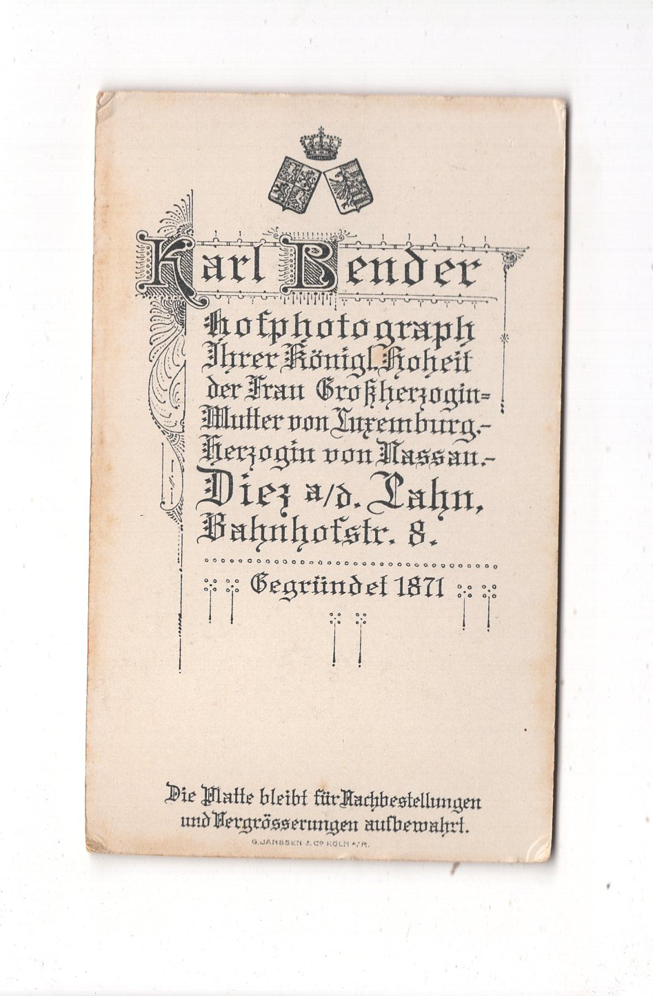 Fotografie Schönes Kinderbild / Baby - Diez an der Lahn 1900er / CDV N1-09