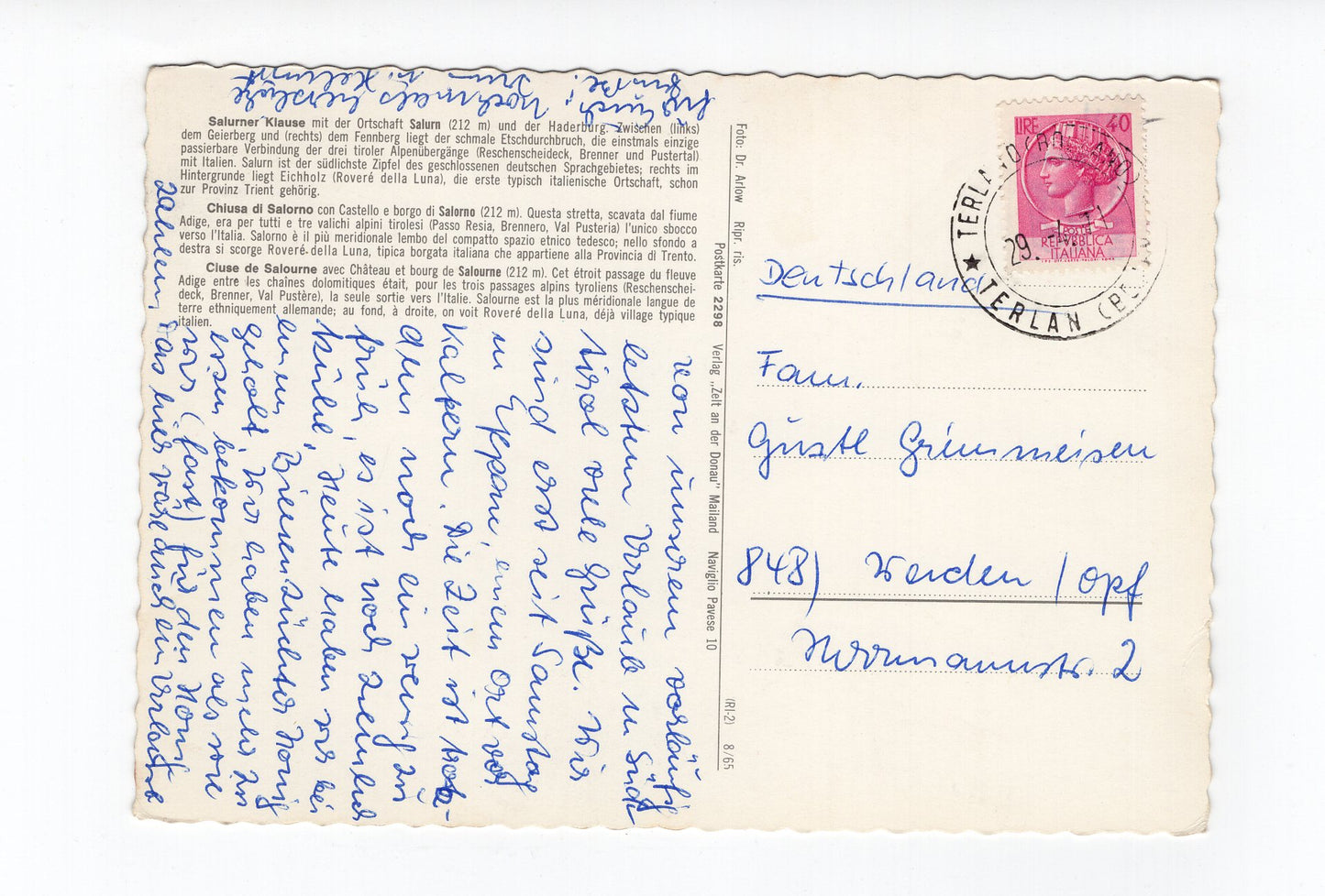 Ansichtskarte Salurner Klause mit Salurn / Südtirol / Italien