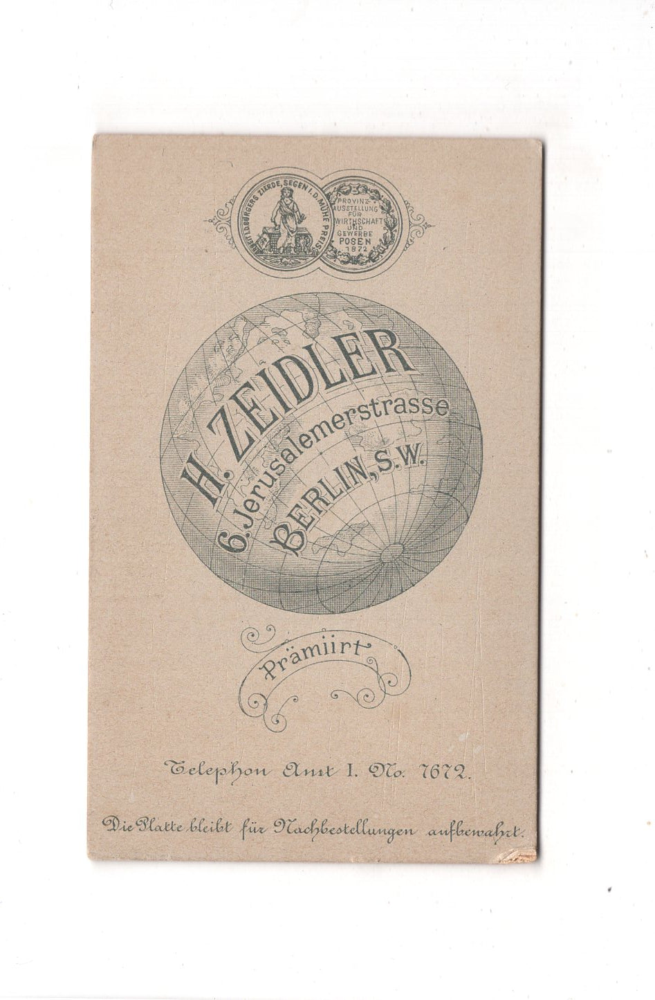 Fotografie Damenportrait - Berlin 1890er / CDV C1-03
