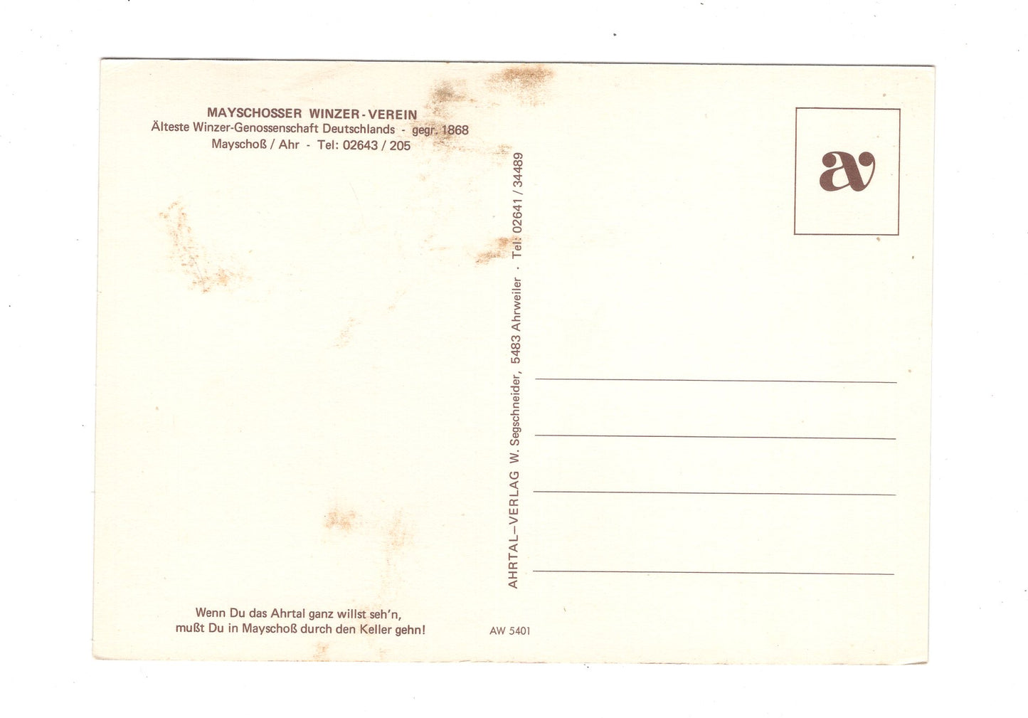 Ansichtskarte Mayschosser Winzer-Verein / Mayschoß / Ahr
